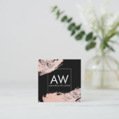 Monogram met Modern Girlie Pink geborsteld Vierkante Visitekaartje (Staand voorkant)