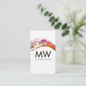 Monogram met modern waterverfborstel visitekaartje (Staand voorkant)