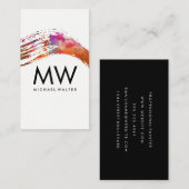 Monogram met modern waterverfborstel visitekaartje (Voorkant / Achterkant)