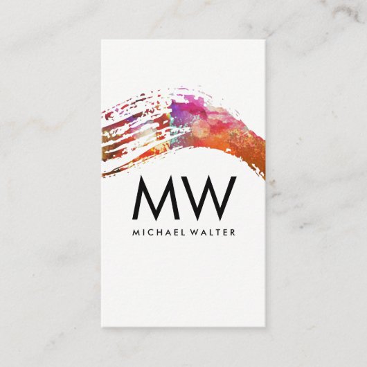 Monogram met modern waterverfborstel visitekaartje (Voorkant)