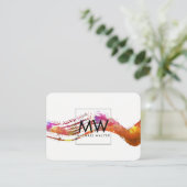 Monogram met modern waterverfpenseelstreek visitekaartje (Staand voorkant)