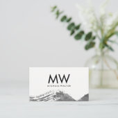 Monogram met moderne grijze Waterverf geborsteld Visitekaartje (Staand voorkant)