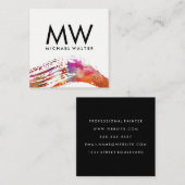 Monogram met Moderne Waterverf geborsteld Vierkante Visitekaartje (Voorkant / Achterkant)