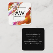 Monogram met Moderne Waterverf geborsteld Vierkante Visitekaartje (Voorkant / Achterkant)