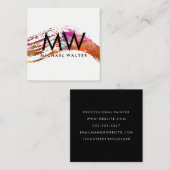 Monogram met Moderne Waterverf geborsteld Vierkante Visitekaartje (Voorkant / Achterkant)