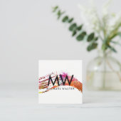 Monogram met Moderne Waterverf geborsteld Vierkante Visitekaartje (Staand voorkant)