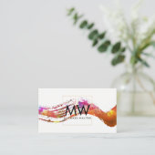 Monogram met Moderne Waterverf geborsteld Visitekaartje (Staand voorkant)