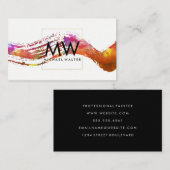 Monogram met Moderne Waterverf geborsteld Visitekaartje (Voorkant / Achterkant)