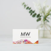 Monogram met Moderne Waterverf geborsteld Visitekaartje (Staand voorkant)