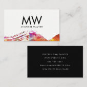 Monogram met Moderne Waterverf geborsteld Visitekaartje (Voorkant / Achterkant)