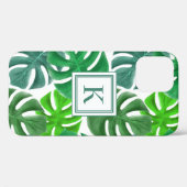 Monogram met Monstera Deliciosa Bladeren Patroon Case-Mate iPhone Case (Achterkant (horizontaal))