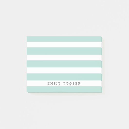 Monogram met munt en witte klassieke strepen post-it® notes (Voorkant)