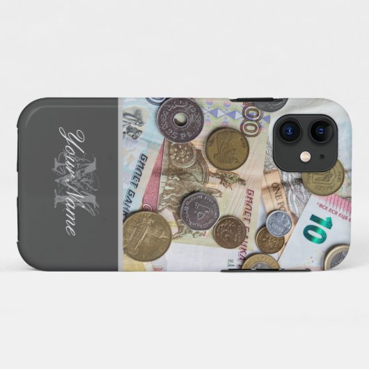  Monogram met munten en bankbiljetten! Case-Mate iPhone Case (Achterkant (horizontaal))