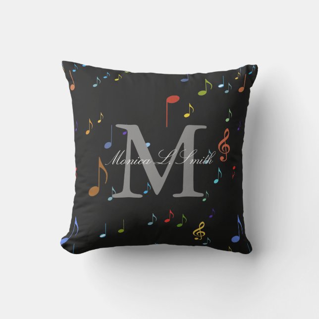 monogram met muzieknoten buitenkussen (Voorkant)