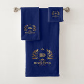 Monogram met naam blauw goud elegant bad handdoek (Insitu)