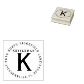 Monogram met naam en adres rubberstempel (Gestempeld)
