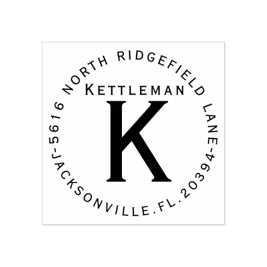 Monogram met naam en adres rubberstempel (Afrduk)