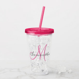 Monogram Met Naam Er Op Acryl Drinkbeker