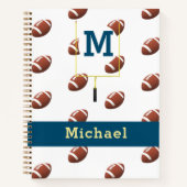 Monogram met Naam Football Thema Notitieboek (Voorkant)
