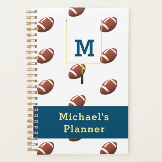 Monogram met Naam Football Thema Planner (Voorkant)