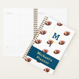 Monogram met Naam Football Thema Planner