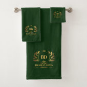 Monogram met naam groen goud elegant bad handdoek (Insitu)