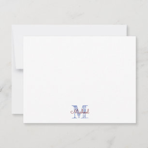 Monogram Met Naam Jongen Notitiekaart Notitiekaartje