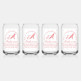 Monogram met naam katholieke zegen drinkset blikvorm glas