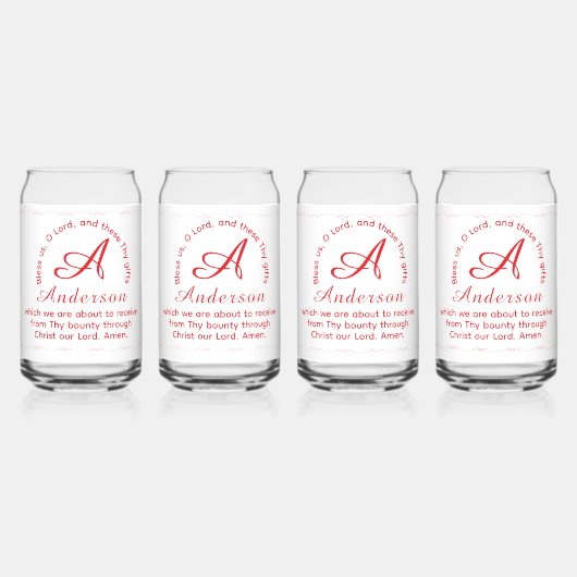 Monogram met naam katholieke zegen drinkset blikvorm glas (Voorkant)