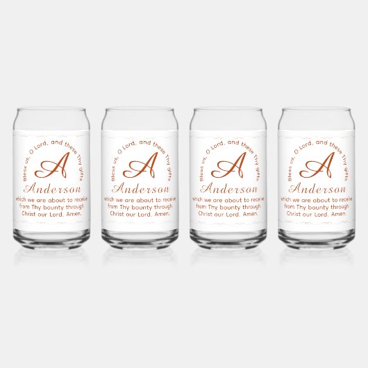 Monogram met naam Katholieke zegen drinkset Blikvorm Glas (Voorkant)