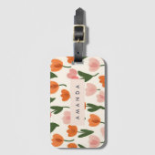 Monogram Met Naam Persoonlijk Lief Tulpenpatroon V Bagagelabel (Voorkant (verticaal))