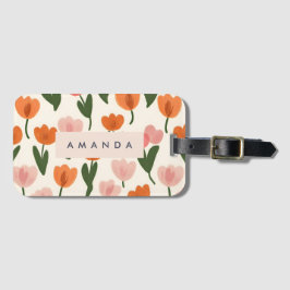 Monogram Met Naam Persoonlijk Lief Tulpenpatroon V Bagagelabel
