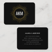 Monogram met namaak gouden verlichte elementen visitekaartje (Voorkant / Achterkant)