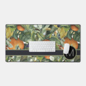 Monogram met oranje fruit- en bladontwerp bureaumat (Keyboard & Muis)