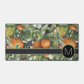 Monogram met oranje fruit- en bladontwerp bureaumat (Voorkant)