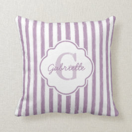 Monogram met Paarse tekening en naam van de tekeni Kussen