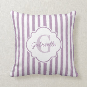 Monogram met Paarse tekening en naam van de tekeni Kussen