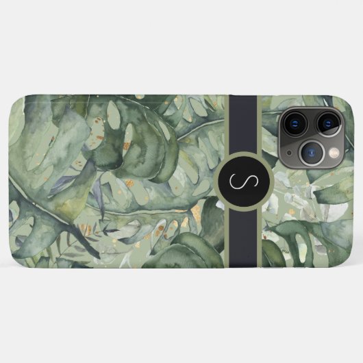 Monogram met prachtige tropische bladeren Case-Mate iPhone case (Achterkant (horizontaal))