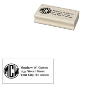 Monogram met preppe cirkel 3 initiële retouradres rubberstempel (Gestempeld)