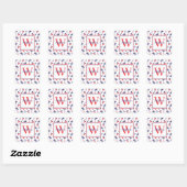 Monogram met preppy zeilboten vierkante sticker (Vel)
