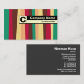 monogram met randnummer - onregelmatige strepen 02 visitekaartje (Voorkant / Achterkant)