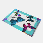 Monogram met Realm Morpho Aqua Vlinders Deurmat (Schuin)