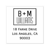 monogram met retouradres: zwart/wit  zelfinktende stempel (Design)