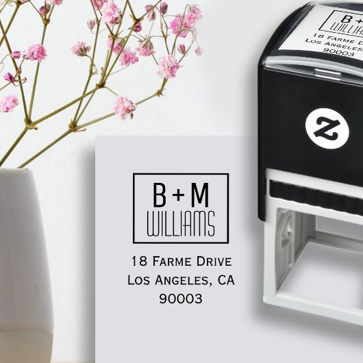 monogram met retouradres: zwart/wit  zelfinktende stempel