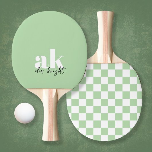 Monogram met retrosignatuur gecontroleerd tafeltennisbatje