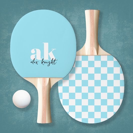 Monogram met retrosignatuur gecontroleerd tafeltennisbatje