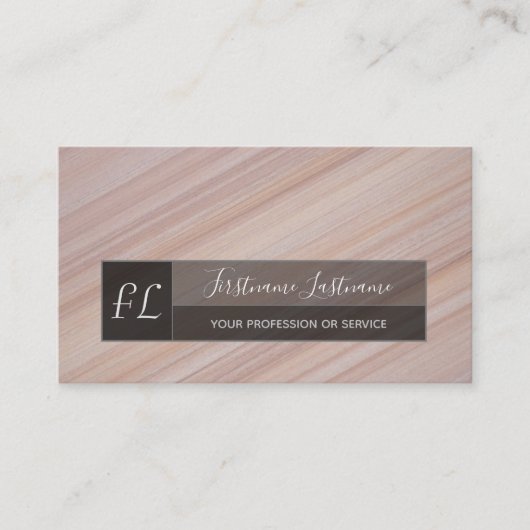 Monogram met rode gestreepte marmer-structuur visitekaartje (Voorkant)