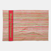 Monogram met rode, groene en witte strepen theedoek (Horizontaal)