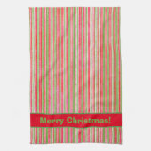 Monogram met rode, groene en witte strepen theedoek (Verticaal)