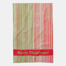Monogram met rode, groene en witte strepen theedoek